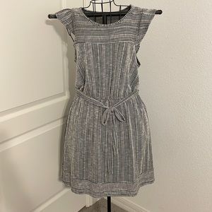 Caution To The Wind black/white stripe dress with attached tie belt